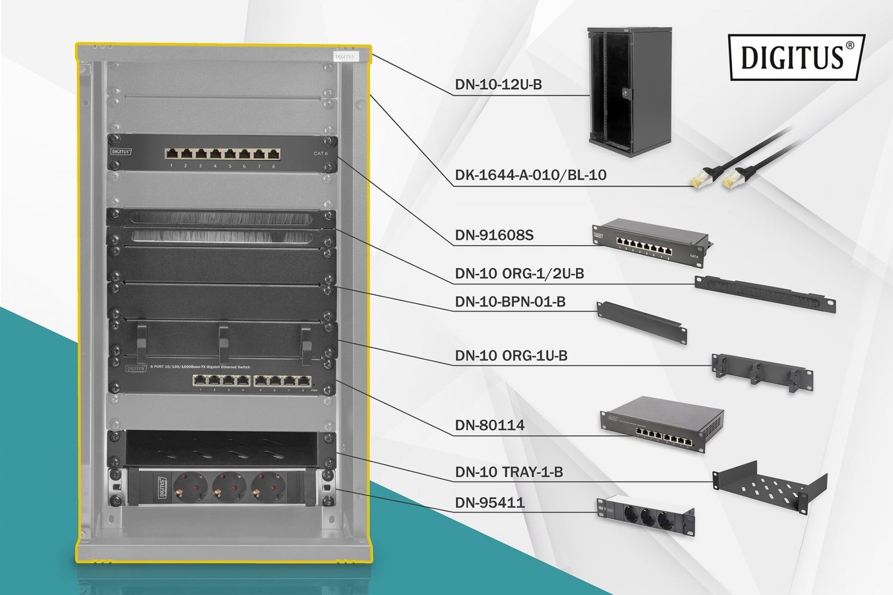 DIGITUS Digitus DN-10-SET-3-B rack Da parete Nero - COMPONENTI | TecnoCARE.net Sabaudia, Latina, Terracina, San Felice Circeo e Pontinia
