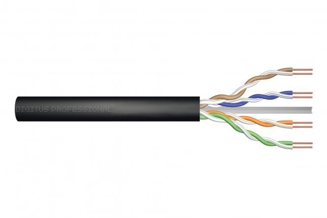 DIGITUS CAT 6 U-UTP outdoor installation cable, 250 MHz Fca (PVC), AWG 24/1, w/o cross, 100 m, sx, black - CAVI PER COMPUTER E PERIFERICHE | TecnoCARE.net Sabaudia, Latina, Terracina, San Felice Circeo e Pontinia