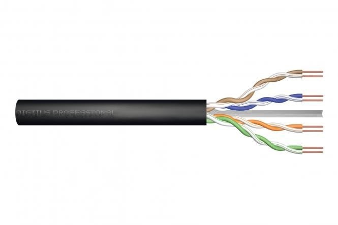 DIGITUS CAT 6 U-UTP outdoor installation cable, 250 MHz Fca (PVC), AWG 24/1, w/o cross, 500 m, sx, black - CAVI PER COMPUTER E PERIFERICHE | TecnoCARE.net Sabaudia, Latina, Terracina, San Felice Circeo e Pontinia