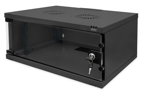 DIGITUS Armadio di rete a muro 19" 4U, SOHO 241 x 540 x 400 mm, porta in vetro, nero, non assemblato, 60 kg - COMPONENTI | TecnoCARE.net Sabaudia, Latina, Terracina, San Felice Circeo e Pontinia
