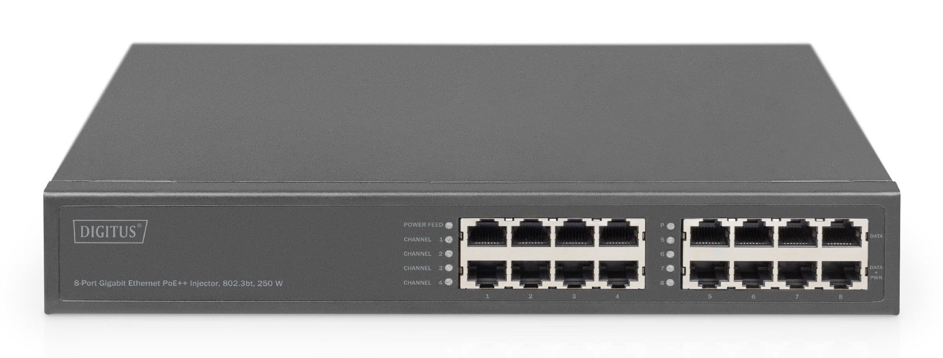 DIGITUS Alimentatore/iniettore PoE++ Ethernet Gigabit 802.3bt, 8 porte, budget PoE 250 W - RETI | TecnoCARE.net Sabaudia, Latina, Terracina, San Felice Circeo e Pontinia