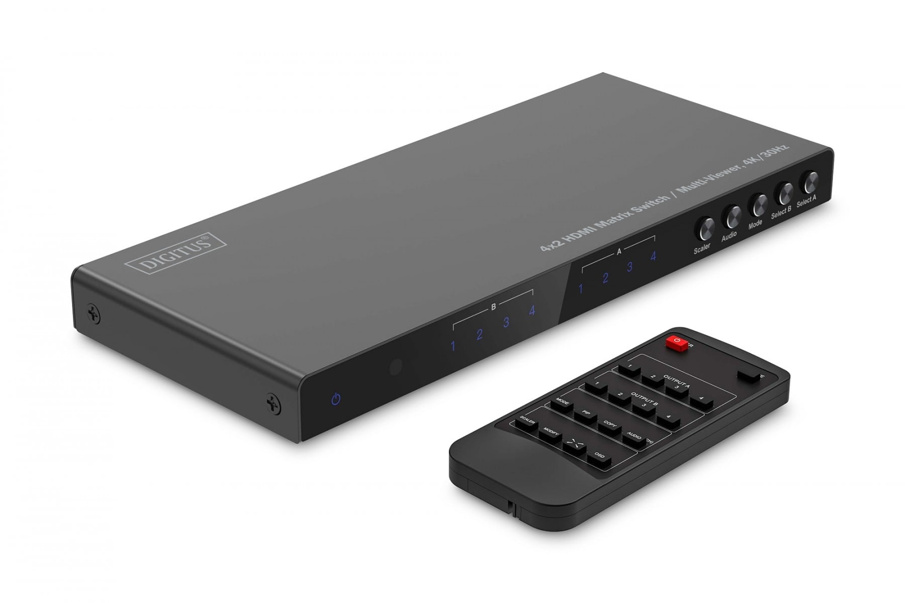 DIGITUS Interruttore/Matrice HDMI 4/2 porte 4K/30Hz UHD HDCP 1.4 audio con telecomando - ELABORAZIONI E DISTRIBUZIONI DEL SEGNALE | TecnoCARE.net Sabaudia, Latina, Terracina, San Felice Circeo e Pontinia