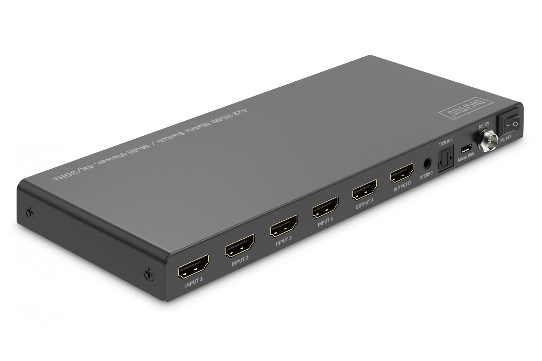 DIGITUS Interruttore/Matrice HDMI 4/2 porte 4K/30Hz UHD HDCP 1.4 audio con telecomando - ELABORAZIONI E DISTRIBUZIONI DEL SEGNALE | TecnoCARE.net Sabaudia, Latina, Terracina, San Felice Circeo e Pontinia