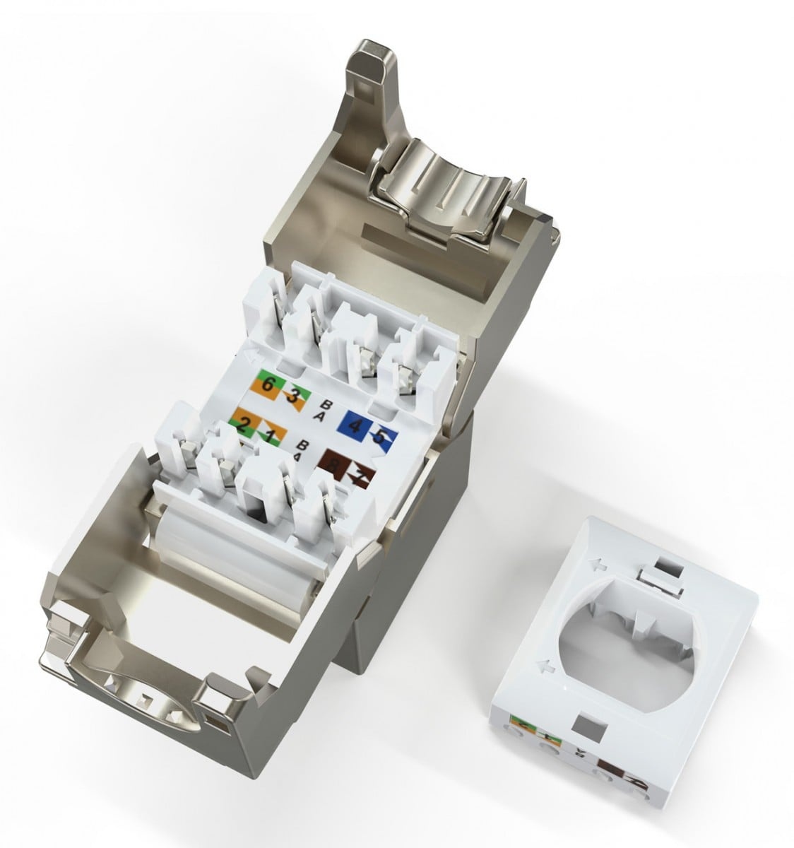 DIGITUS Modulo Keystone corto (presa) RJ45 (8P8C) cat.6A, schermato, senza attrezzi, acciaio, lunghezza 28mm - DISPOSITIVI E ACCESSORI DI CABLAGGIO | TecnoCARE.net Sabaudia, Latina, Terracina, San Felice Circeo e Pontinia