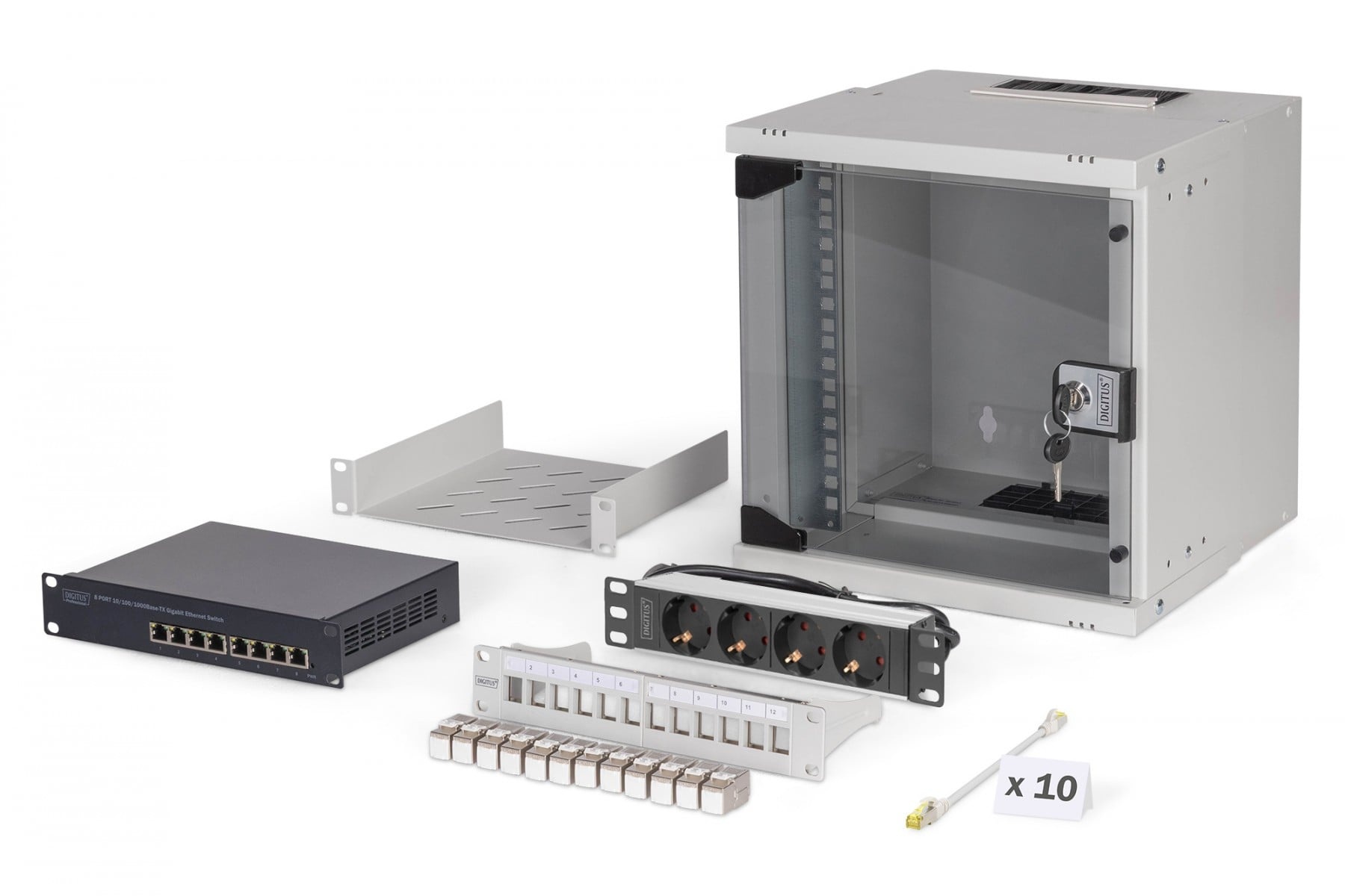 DIGITUS Digitus DN-49100-SET Set di rete SOHO Pro, 254 mm (10") - 6U, 315 x 300 mm (L x P) - COMPONENTI | TecnoCARE.net Sabaudia, Latina, Terracina, San Felice Circeo e Pontinia