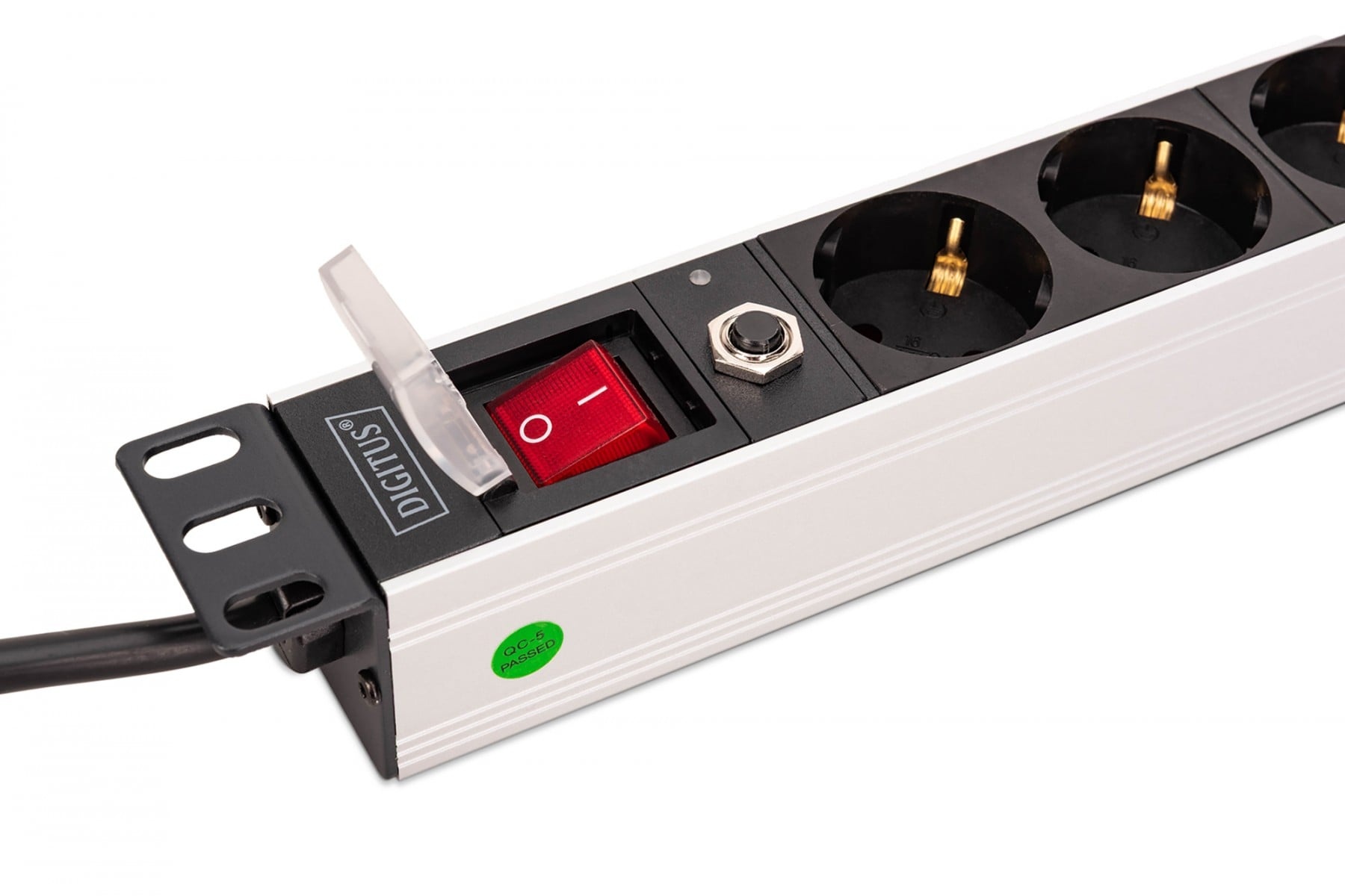 DIGITUS Striscia di alimentazione PDU Rack 19" con protezione da sovraccarico, 8 prese Schuko CEE 7/3 (45°), cavo da 2m, spina Unischuko CEE 7/7, 16A, alluminio - BATTERIE E ALIMENTATORI | TecnoCARE.net Sabaudia, Latina, Terracina, San Felice Circeo e Pontinia