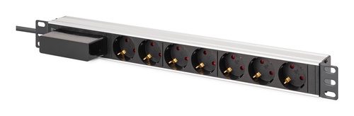 DIGITUS Striscia di alimentazione PDU Rack 19" con interruttore automatico Tipo C 16A, 7 prese Schuko CEE 7/3 (45°), cavo di 1,8 m, spina Unischuko CEE 7/7, 16A, allumi - BATTERIE E ALIMENTATORI | TecnoCARE.net Sabaudia, Latina, Terracina, San Felice Circeo e Pontinia