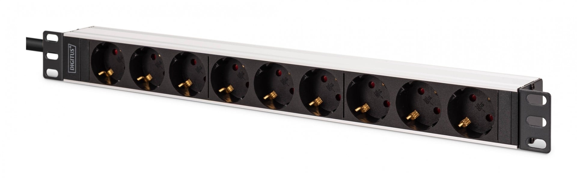 DIGITUS Striscia di alimentazione PDU Rack 19", 9 prese Schuko CEE 7/3 (45°), cavo da 2m, spina IEC C20, 16A, alluminio - BATTERIE E ALIMENTATORI | TecnoCARE.net Sabaudia, Latina, Terracina, San Felice Circeo e Pontinia