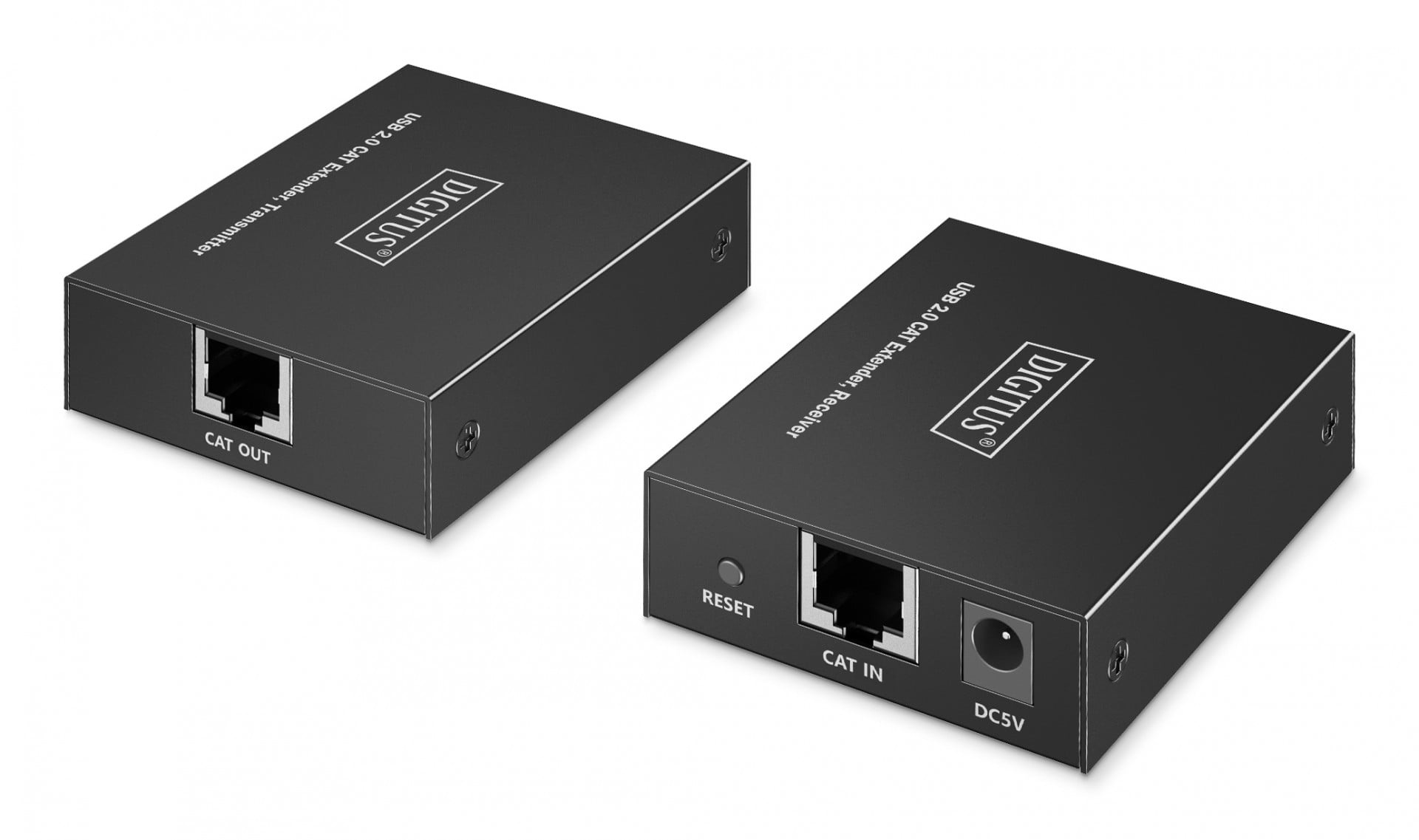 DIGITUS Estensore tramite cavo a coppia intrecciata Cat.6, USB 2.0 fino a 150m, 4x USB-A fino a 480 Mbps, 1x RJ45 (Gigabit Ethernet) - set (ricevitore/trasmettitore) - COMPONENTI | TecnoCARE.net Sabaudia, Latina, Terracina, San Felice Circeo e Pontinia