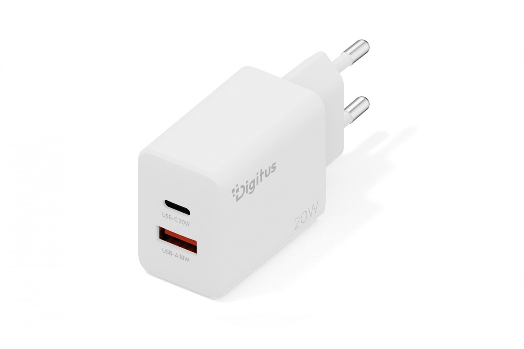 DIGITUS Digitus DA-10300 Caricabatterie da parete 20W |1x USB-C, 1x USB-A | PD 3.0, QC 3.0 | Bianco - BATTERIE E ALIMENTATORI | TecnoCARE.net Sabaudia, Latina, Terracina, San Felice Circeo e Pontinia