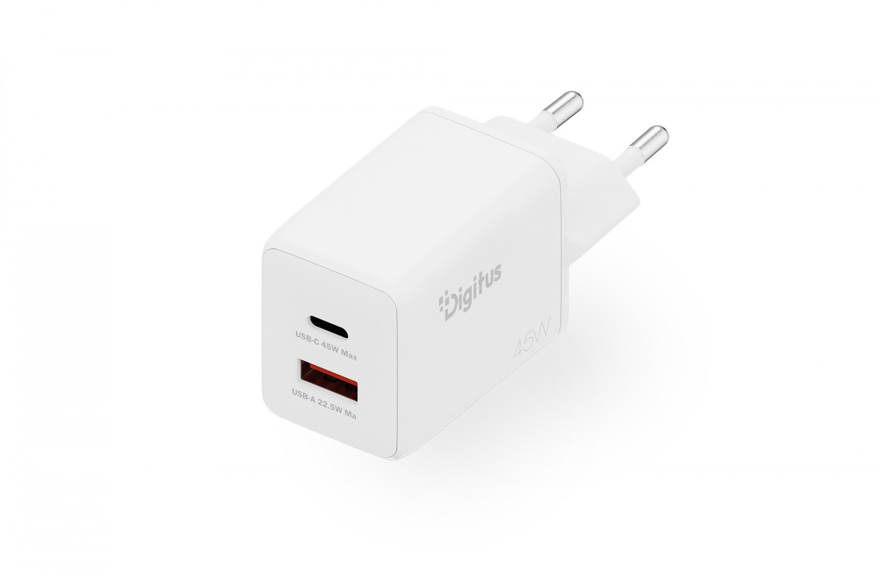 DIGITUS Digitus DA-10302 Caricabatterie da parete GaN II 45W | 1x USB-C, 1x USB-A | PD 3.0, QC 3.0 | Bianco - BATTERIE E ALIMENTATORI | TecnoCARE.net Sabaudia, Latina, Terracina, San Felice Circeo e Pontinia