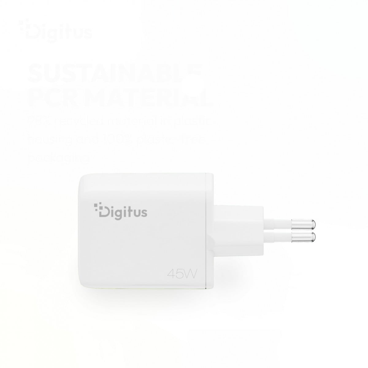 DIGITUS Digitus DA-10302 Caricabatterie da parete GaN II 45W | 1x USB-C, 1x USB-A | PD 3.0, QC 3.0 | Bianco - BATTERIE E ALIMENTATORI | TecnoCARE.net Sabaudia, Latina, Terracina, San Felice Circeo e Pontinia