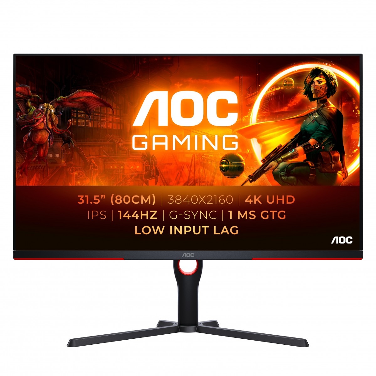 AOC AOC G3 U32G3X/BK Monitor PC 80 cm (31.5") 3840 x 2160 Pixel 4K Ultra HD LED Nero, Rosso - MONITOR E ACCESSORI | TecnoCARE.net Sabaudia, Latina, Terracina, San Felice Circeo e Pontinia