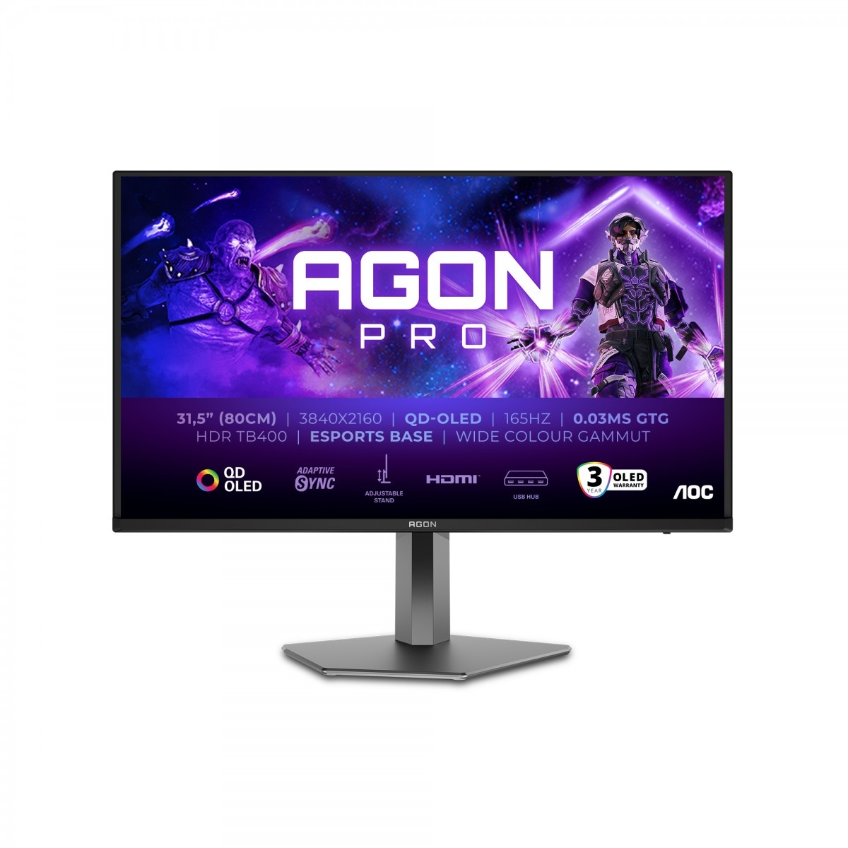 AOC AOC AGON PRO AG326UD Monitor PC 80 cm (31.5") 3840 x 2160 Pixel 4K Ultra HD QD-OLED Nero - MONITOR E ACCESSORI | TecnoCARE.net Sabaudia, Latina, Terracina, San Felice Circeo e Pontinia