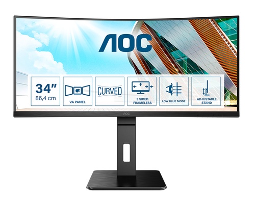 AOC AOC P2 CU34P2A LED display 86,4 cm (34") 3440 x 1440 Pixel Quad HD Nero - MONITOR E ACCESSORI | TecnoCARE.net Sabaudia, Latina, Terracina, San Felice Circeo e Pontinia