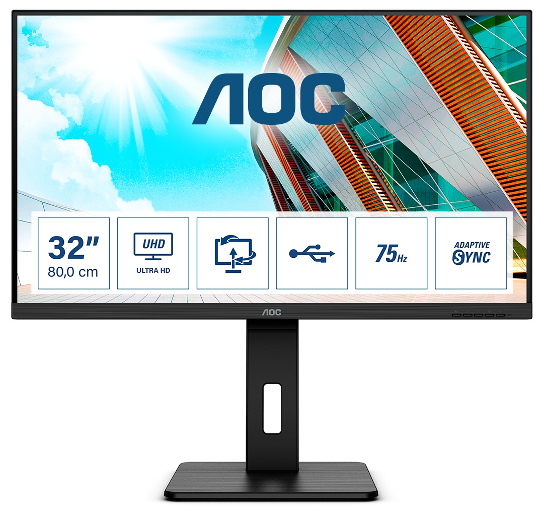 AOC AOC P2 U32P2 Monitor PC 80 cm (31.5") 3840 x 2160 Pixel 4K Ultra HD LED Nero - MONITOR E ACCESSORI | TecnoCARE.net Sabaudia, Latina, Terracina, San Felice Circeo e Pontinia