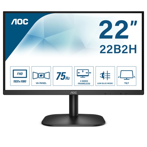 AOC AOC B2 22B2H/EU LED display 54,6 cm (21.5") 1920 x 1080 Pixel Full HD Nero - MONITOR E ACCESSORI | TecnoCARE.net Sabaudia, Latina, Terracina, San Felice Circeo e Pontinia