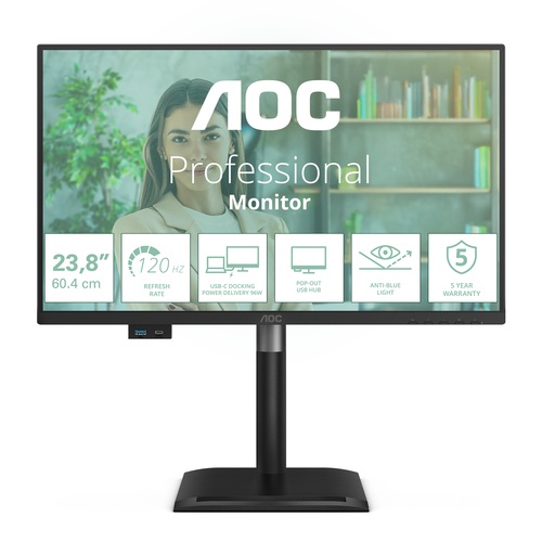 AOC AOC MONITOR 23,8 LED IPS FHD 16:9 120Hz, REG ALTEZZA, USB-C - MONITOR LED | TecnoCARE.net Sabaudia, Latina, Terracina, San Felice Circeo e Pontinia