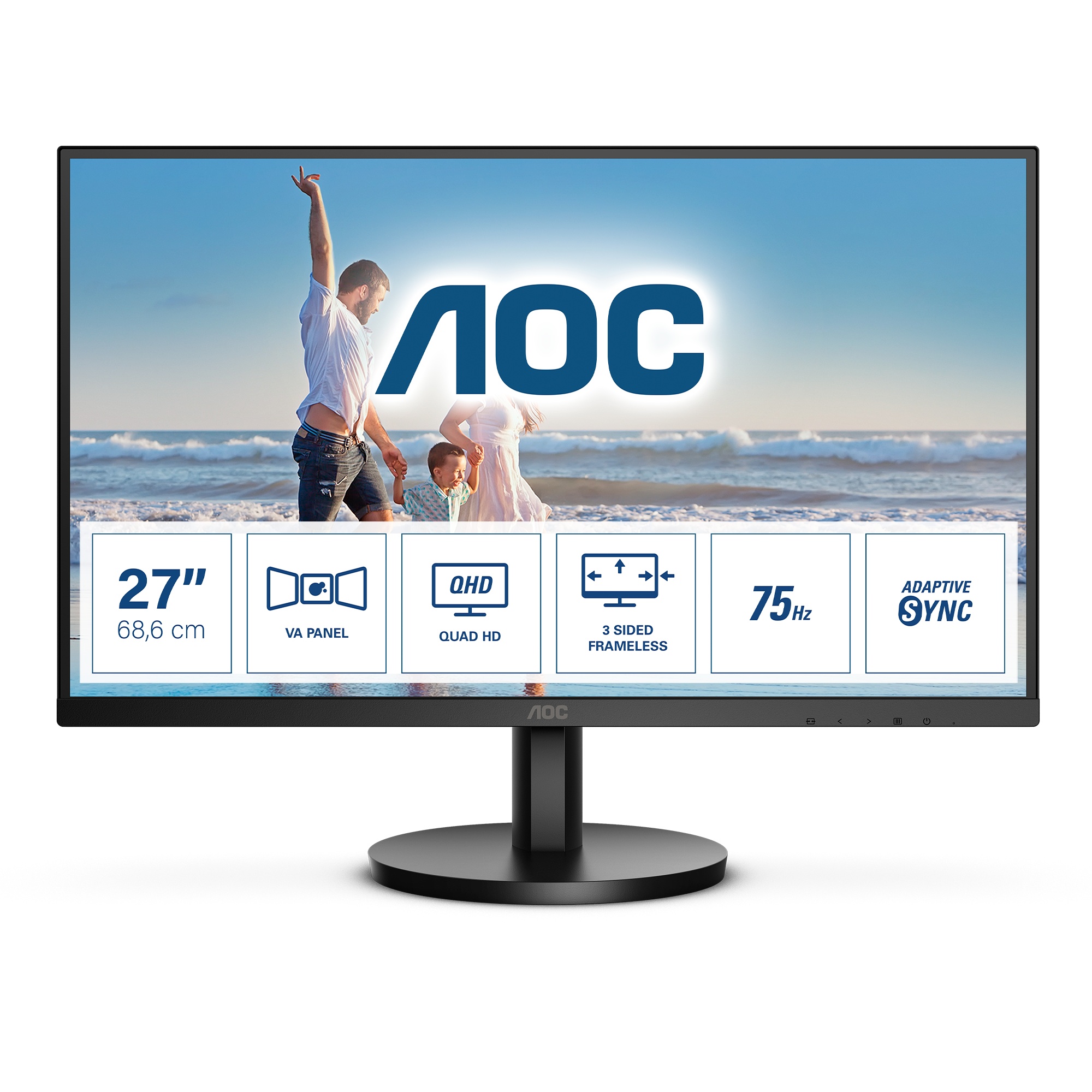 AOC AOC Q27B3MA Monitor PC 68,6 cm (27") 2560 x 1440 Pixel Quad HD LED Nero - MONITOR E ACCESSORI | TecnoCARE.net Sabaudia, Latina, Terracina, San Felice Circeo e Pontinia