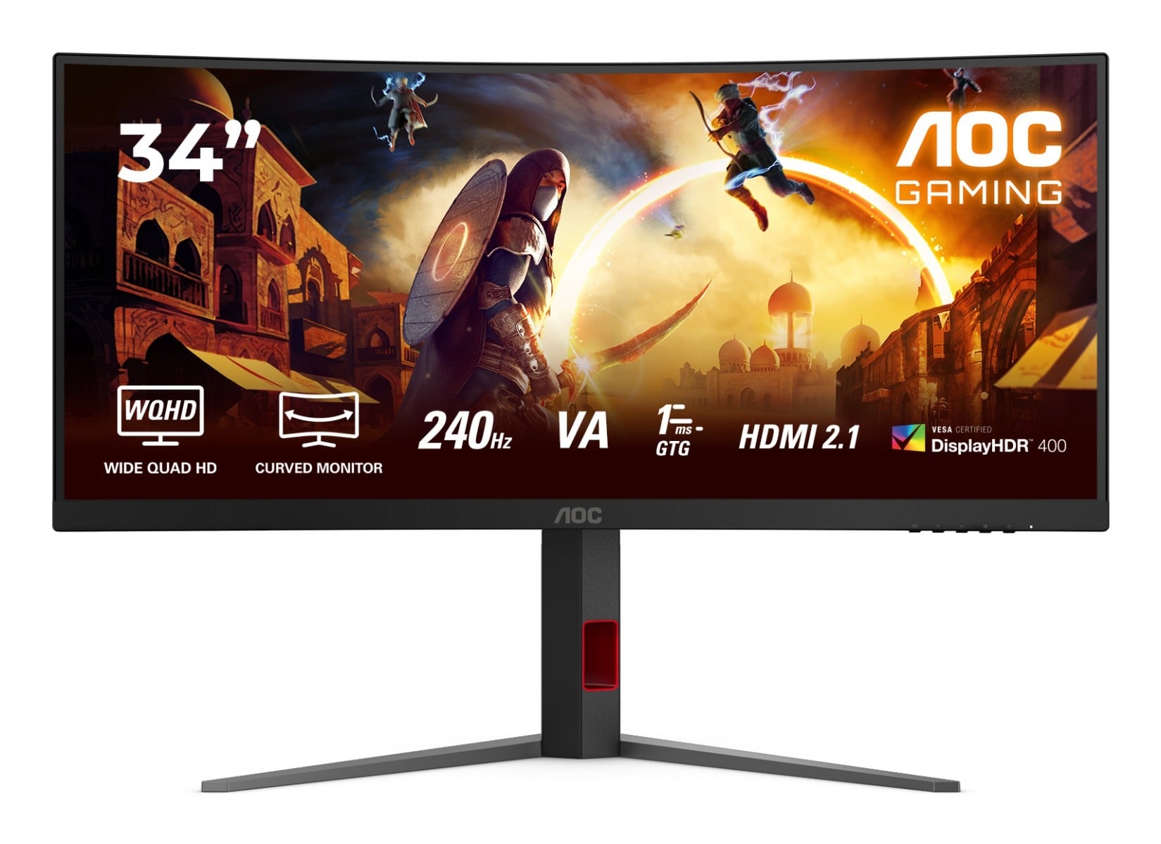 AOC AOC G4 CU34G4Z Monitor PC 86,4 cm (34") 3440 x 1440 Pixel Wide Quad HD LED Nero, Rosso - MONITOR E ACCESSORI | TecnoCARE.net Sabaudia, Latina, Terracina, San Felice Circeo e Pontinia