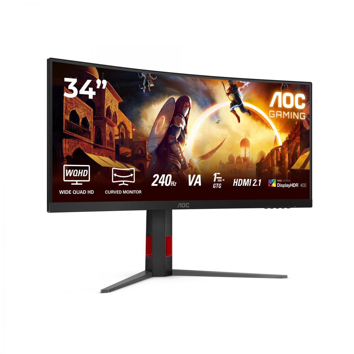 AOC AOC G4 CU34G4Z Monitor PC 86,4 cm (34") 3440 x 1440 Pixel Wide Quad HD LED Nero, Rosso - MONITOR E ACCESSORI | TecnoCARE.net Sabaudia, Latina, Terracina, San Felice Circeo e Pontinia