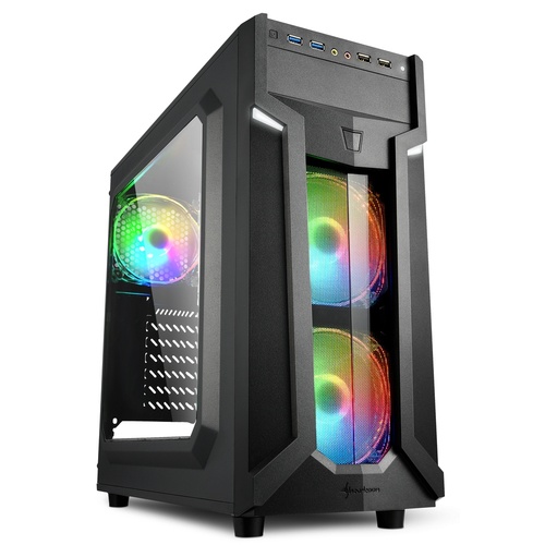 SHARKOON SHARKOON CASE VG6-W RGB, ATX, 2XUSB2, 2XUSB3, 6 SLOTS, 2X120 LED FRONT 1X120 REAR, WINDOW ACRILIC, RGB COLOR - CASE | TecnoCARE.net Sabaudia, Latina, Terracina, San Felice Circeo e Pontinia