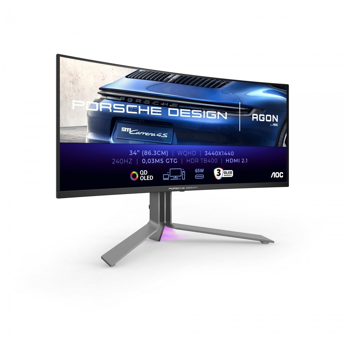 AOC AOC Porsche PD34 Monitor PC 86,4 cm (34") 3440 x 1440 Pixel Wide Quad HD QD-OLED Nero - MONITOR E ACCESSORI | TecnoCARE.net Sabaudia, Latina, Terracina, San Felice Circeo e Pontinia