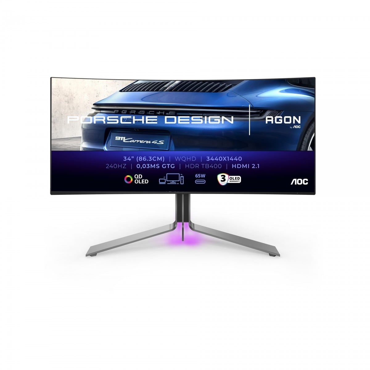 AOC AOC Porsche PD34 Monitor PC 86,4 cm (34") 3440 x 1440 Pixel Wide Quad HD QD-OLED Nero - MONITOR E ACCESSORI | TecnoCARE.net Sabaudia, Latina, Terracina, San Felice Circeo e Pontinia