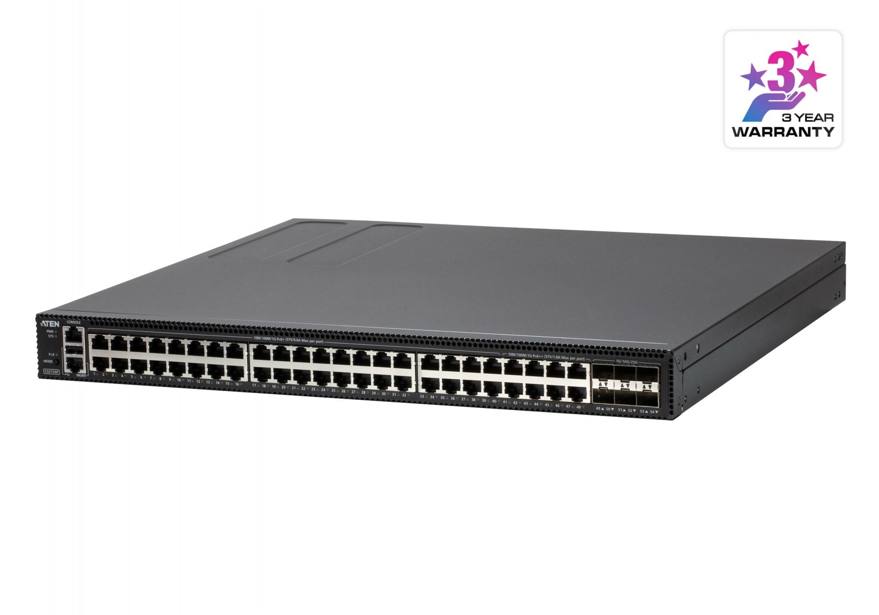 ATEN ATEN ES0154P-AX-G switch di rete Gestito L2+ Gigabit Ethernet (10/100/1000) Supporto Power over Ethernet (PoE) Nero - RETI | TecnoCARE.net Sabaudia, Latina, Terracina, San Felice Circeo e Pontinia