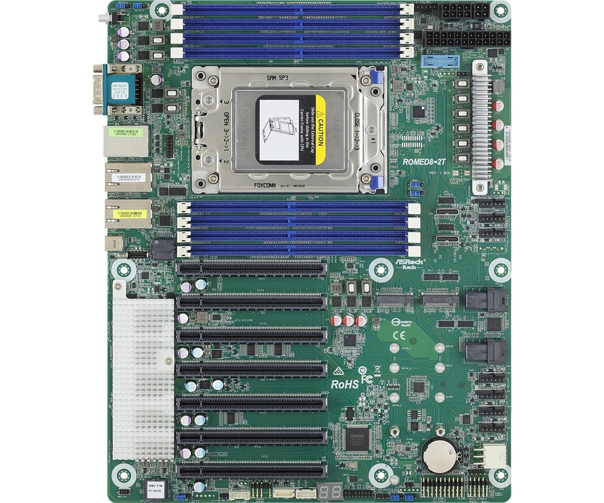 ASROCK ASRock ROMED8-2T, 1xSKT SP3, AMD EPYC 7000, SoC, SATA, NVMe, 2xM.2, 2x10GbE, IPMI - COMPONENTI | TecnoCARE.net Sabaudia, Latina, Terracina, San Felice Circeo e Pontinia
