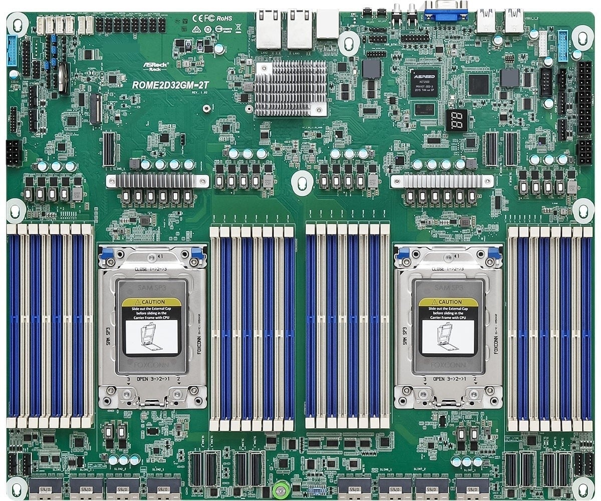 ASROCK ASRock ROME2D32GM-2T, 1xSKT SP3, AMD EPYC 7003, SoC, SATA, NVMe, 1xM.2, 2x10GbE, IPMI - COMPONENTI | TecnoCARE.net Sabaudia, Latina, Terracina, San Felice Circeo e Pontinia