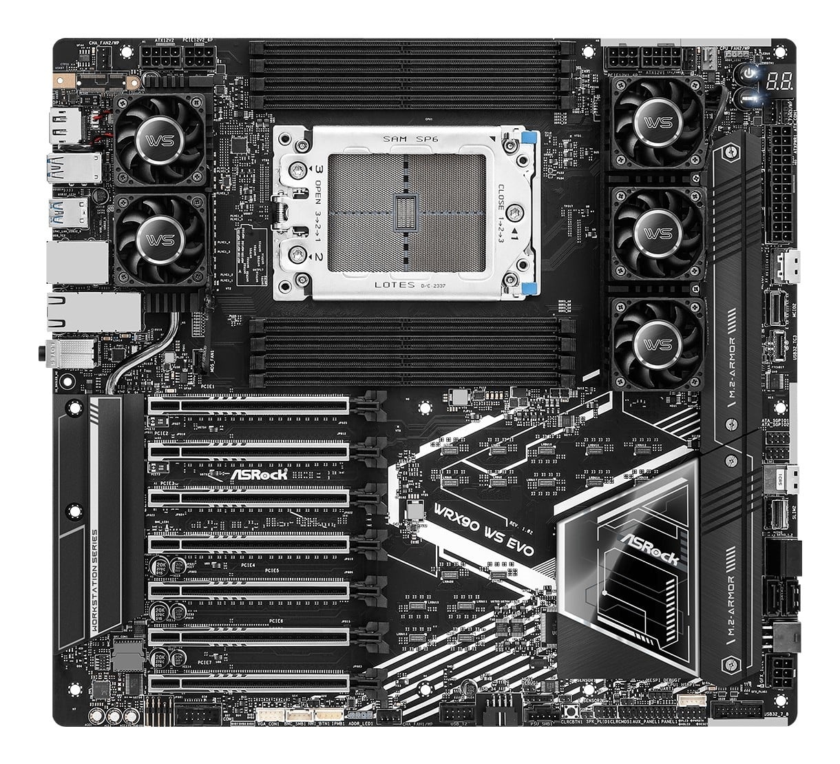 ASROCK ASRock WRX90 WS EVO, 1xSKT LGA4844, AMD Threadripper PRO 9000, WRX90, SATA, NVMe, 2xM.2, 2x10GbE, IPMI - COMPONENTI | TecnoCARE.net Sabaudia, Latina, Terracina, San Felice Circeo e Pontinia