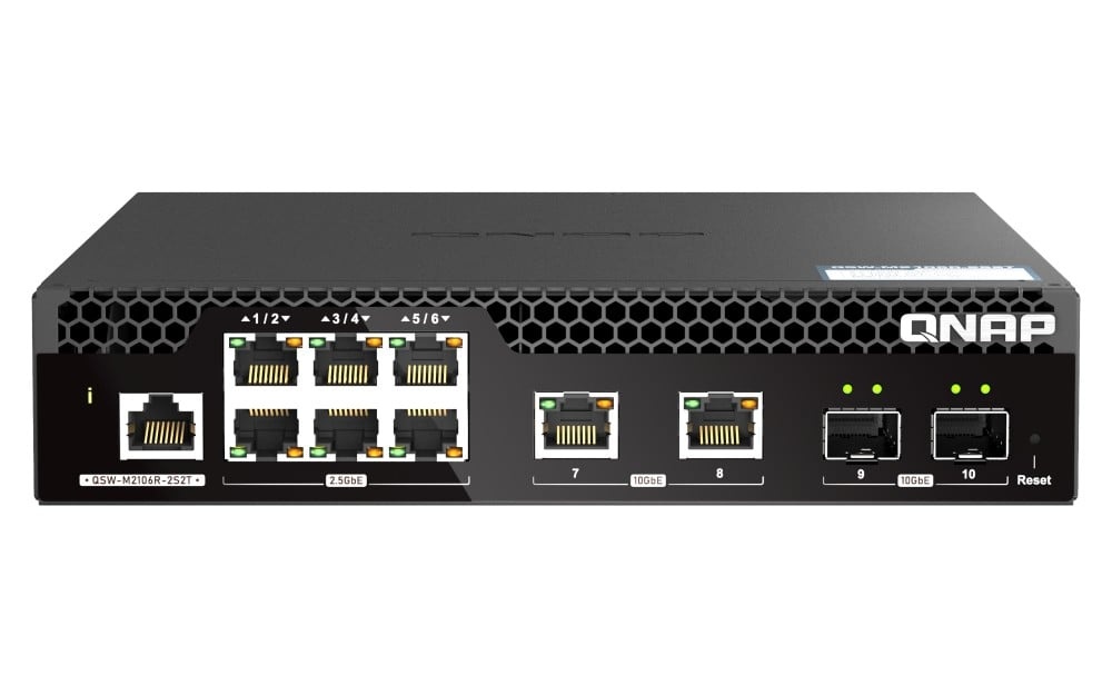 QNAP QNAP QSW-M2106R-2S2T switch di rete Gestito L2 10G Ethernet (100/1000/10000) 1U Nero - RETI | TecnoCARE.net Sabaudia, Latina, Terracina, San Felice Circeo e Pontinia