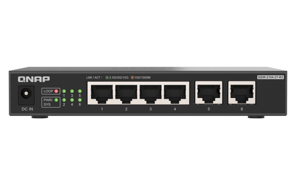 QNAP QNAP QSW-2104-2T-R2 switch di rete Non gestito 10G Ethernet (100/1000/10000) Desktop Nero - RETI | TecnoCARE.net Sabaudia, Latina, Terracina, San Felice Circeo e Pontinia