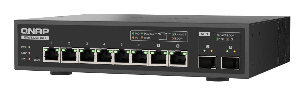QNAP QNAP QSW-L3208-2C6T switch di rete Gestito L2 10G Ethernet (100/1000/10000) Desktop Nero - RETI | TecnoCARE.net Sabaudia, Latina, Terracina, San Felice Circeo e Pontinia