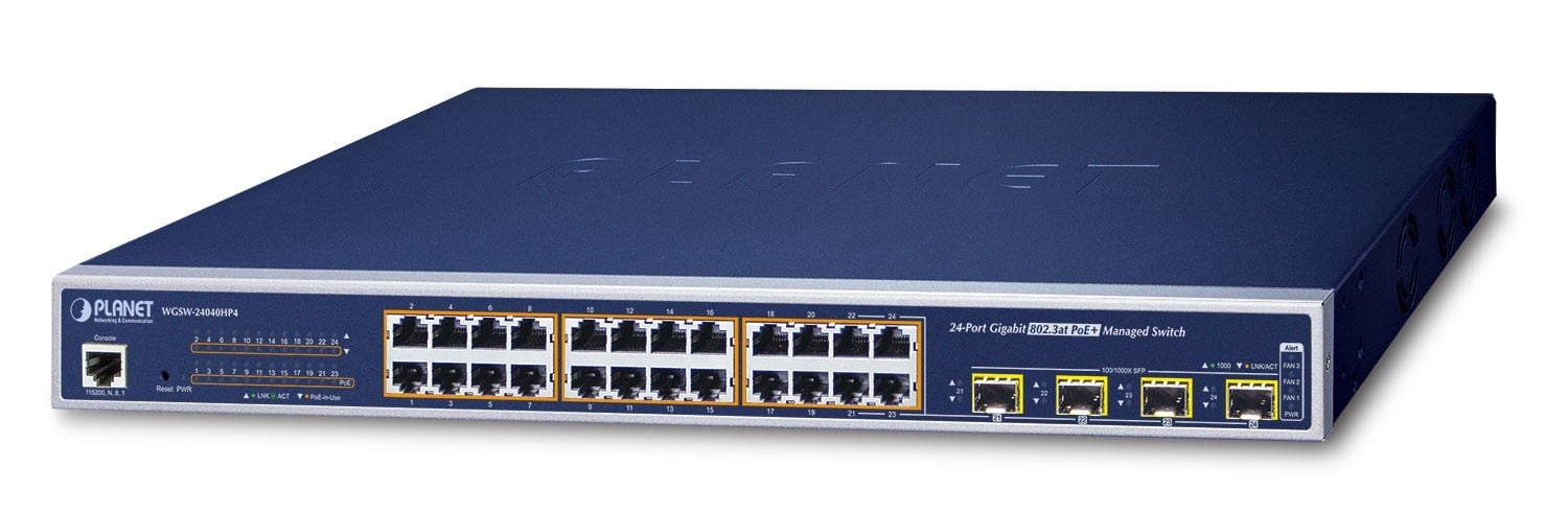 PLANET PLANET WGSW-24040HP4 switch di rete Gestito L2/L4 Gigabit Ethernet (10/100/1000) Supporto Power over Ethernet (PoE) Blu - RETI | TecnoCARE.net Sabaudia, Latina, Terracina, San Felice Circeo e Pontinia
