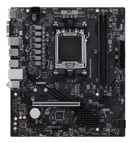 MSI MSI MB  AMD A620AM-B EVO,A620A,AM5,2DDR5,1PCI-Ex16,1PCI-Ex1,1M.2,2SATA3,7USB3.2 Gen1,6USB2.0,HD A - MAINBOARD | TecnoCARE.net Sabaudia, Latina, Terracina, San Felice Circeo e Pontinia