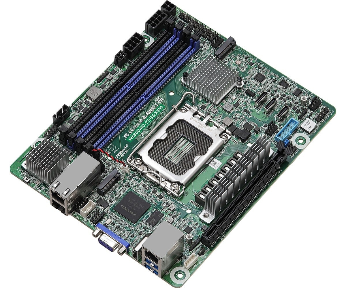 ASROCK ASRock W680D4ID-2T/G5/X550, 1xSKT LGA1700, Intel Core 12/13/14 Gen., W680, 4xDIMM, SATA, 2xM.2, 2x10GbE, IPMI - COMPONENTI | TecnoCARE.net Sabaudia, Latina, Terracina, San Felice Circeo e Pontinia