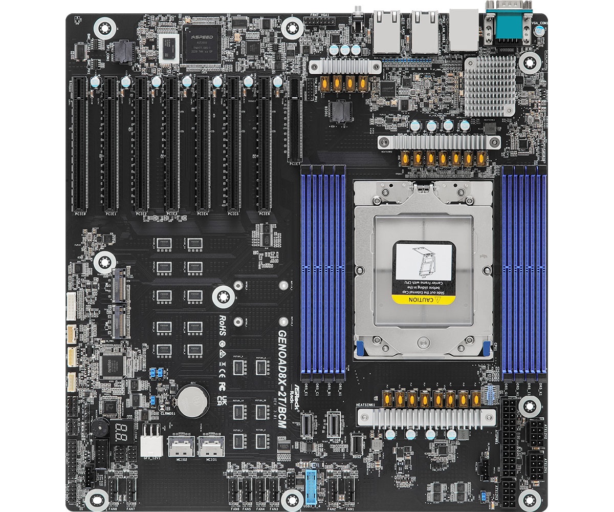 ASROCK ASRock GENOAD8X-2T/BCM, 1xSKT SP5, AMD EPYC 9004, SoC, 8xDIMM, NVMe, 1xM.2, 2x10GbE, IPMI - COMPONENTI | TecnoCARE.net Sabaudia, Latina, Terracina, San Felice Circeo e Pontinia