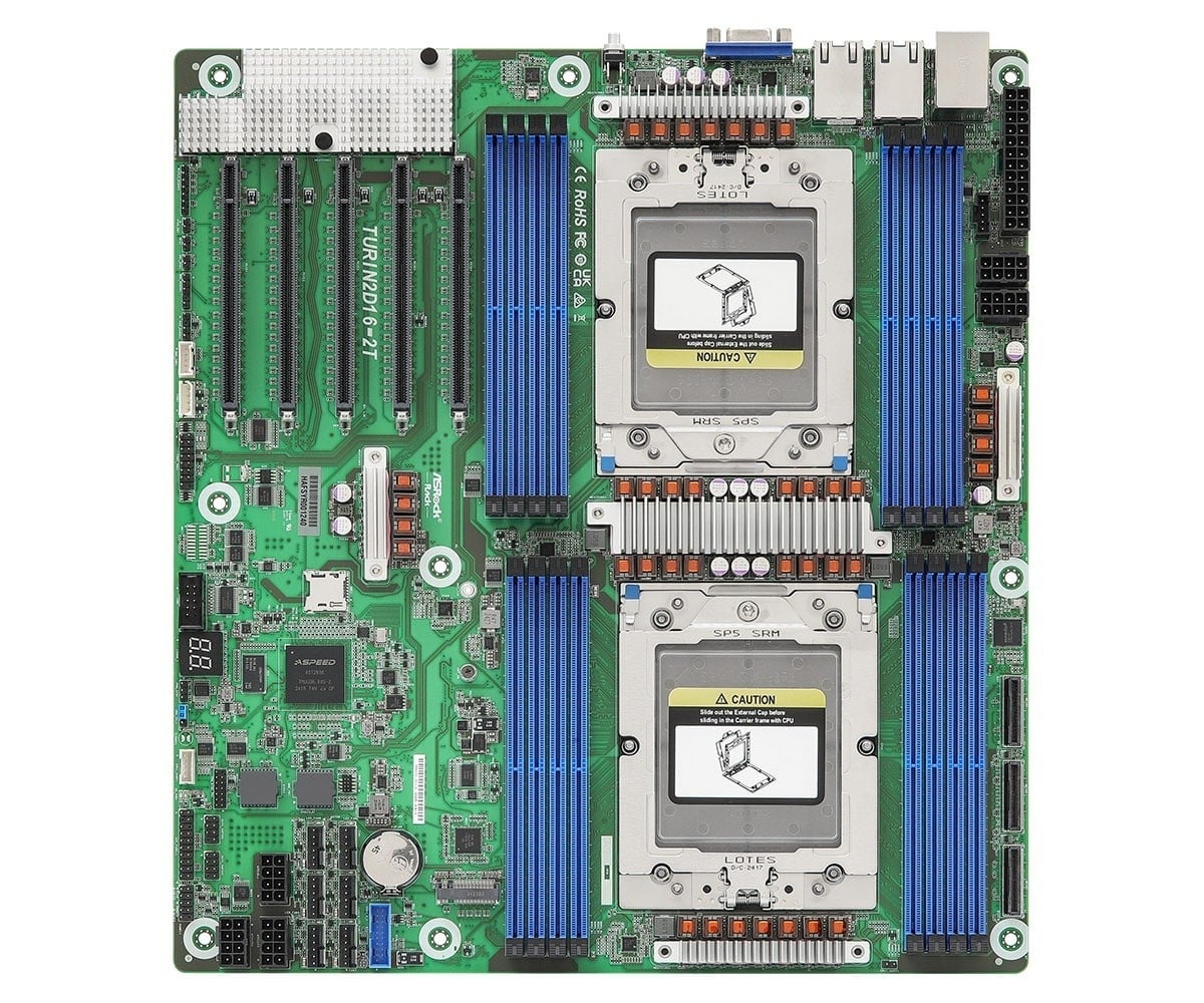 ASROCK ASRock TURIN2D16-2T, 2xSKT, LGA 6096, AMD EPYC 9005, SoC, SATA, NVMe, 1xM.2, 2x10GbE, IPMI - COMPONENTI | TecnoCARE.net Sabaudia, Latina, Terracina, San Felice Circeo e Pontinia