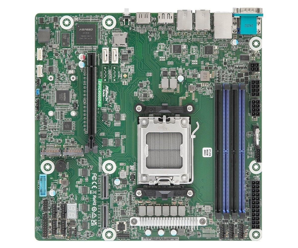 ASROCK ASRock EPYC4000D4U, 1xSKT LGA 1718, AMD EPYC 4005, KNOLL3 X600, SATA, NVMe, 2xM.2, 2xGbE, IPMI - COMPONENTI | TecnoCARE.net Sabaudia, Latina, Terracina, San Felice Circeo e Pontinia