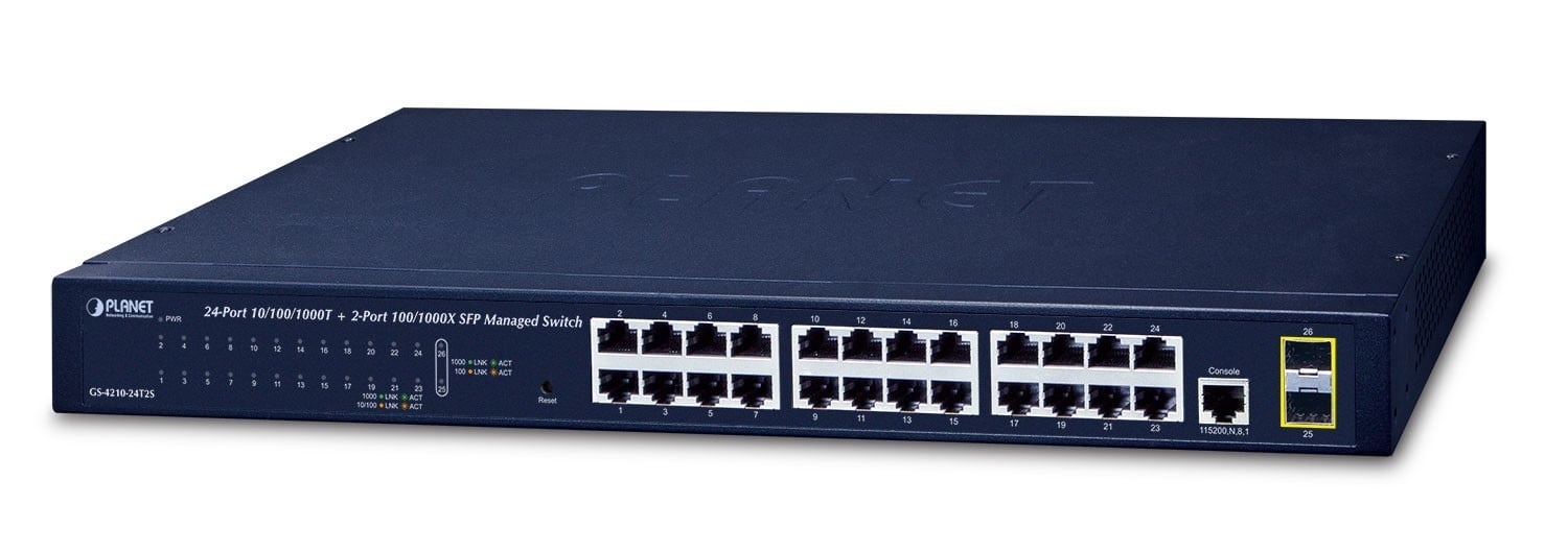 PLANET PLANET GS-4210-24T2S switch di rete Gestito L2 Gigabit Ethernet (10/100/1000) 1U Blu - RETI | TecnoCARE.net Sabaudia, Latina, Terracina, San Felice Circeo e Pontinia