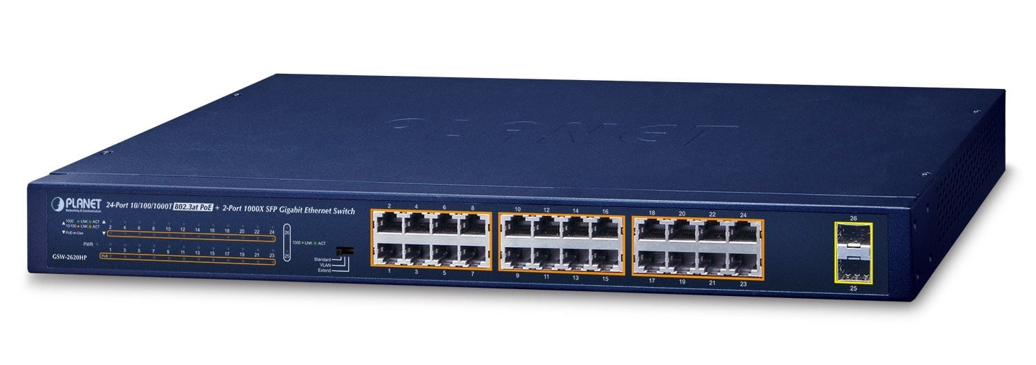 PLANET PLANET GSW-2620HP switch di rete Non gestito 10G Ethernet (100/1000/10000) Supporto Power over Ethernet (PoE) 1U Blu - RETI | TecnoCARE.net Sabaudia, Latina, Terracina, San Felice Circeo e Pontinia