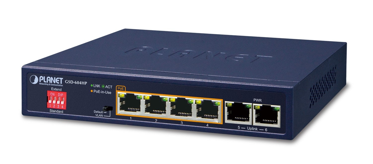 PLANET PLANET GSD-604HP switch di rete Non gestito Gigabit Ethernet (10/100/1000) Supporto Power over Ethernet (PoE) Blu - RETI | TecnoCARE.net Sabaudia, Latina, Terracina, San Felice Circeo e Pontinia