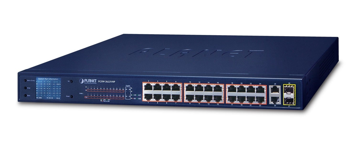 PLANET PLANET FGSW-2622VHP switch di rete Non gestito L2 Fast Ethernet (10/100) Supporto Power over Ethernet (PoE) 1U Blu - RETI | TecnoCARE.net Sabaudia, Latina, Terracina, San Felice Circeo e Pontinia