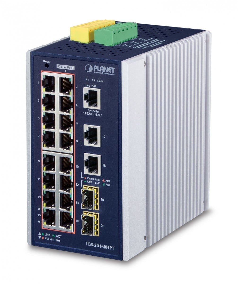 PLANET PLANET IGS-20160HPT switch di rete Gestito L2/L3 Gigabit Ethernet (10/100/1000) Supporto Power over Ethernet (PoE) Blu, Bianco - RETI | TecnoCARE.net Sabaudia, Latina, Terracina, San Felice Circeo e Pontinia
