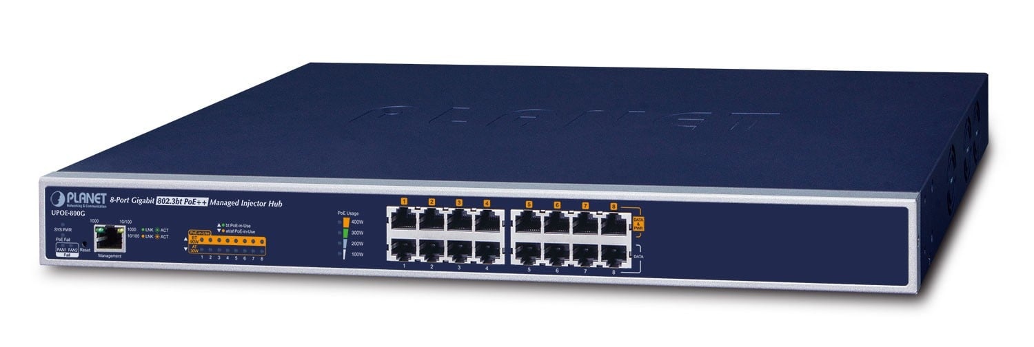 PLANET PLANET UPOE-800G switch di rete Gestito Gigabit Ethernet (10/100/1000) Supporto Power over Ethernet (PoE) Blu - RETI | TecnoCARE.net Sabaudia, Latina, Terracina, San Felice Circeo e Pontinia
