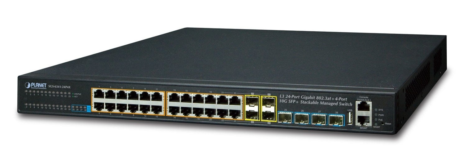 PLANET PLANET SGS-6341-24P4X switch di rete Gestito L3 Gigabit Ethernet (10/100/1000) Supporto Power over Ethernet (PoE) 1U Nero - RETI | TecnoCARE.net Sabaudia, Latina, Terracina, San Felice Circeo e Pontinia