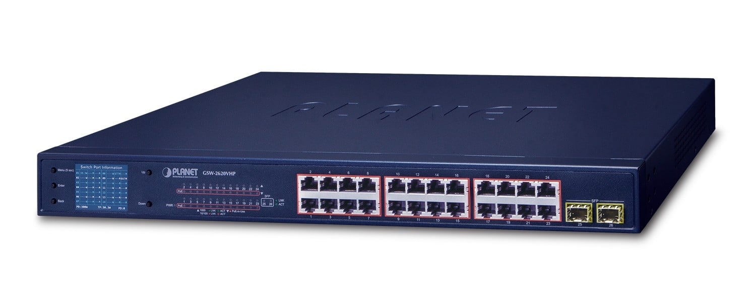 PLANET PLANET GSW-2620VHP switch di rete Non gestito Gigabit Ethernet (10/100/1000) Supporto Power over Ethernet (PoE) 1U Blu - RETI | TecnoCARE.net Sabaudia, Latina, Terracina, San Felice Circeo e Pontinia