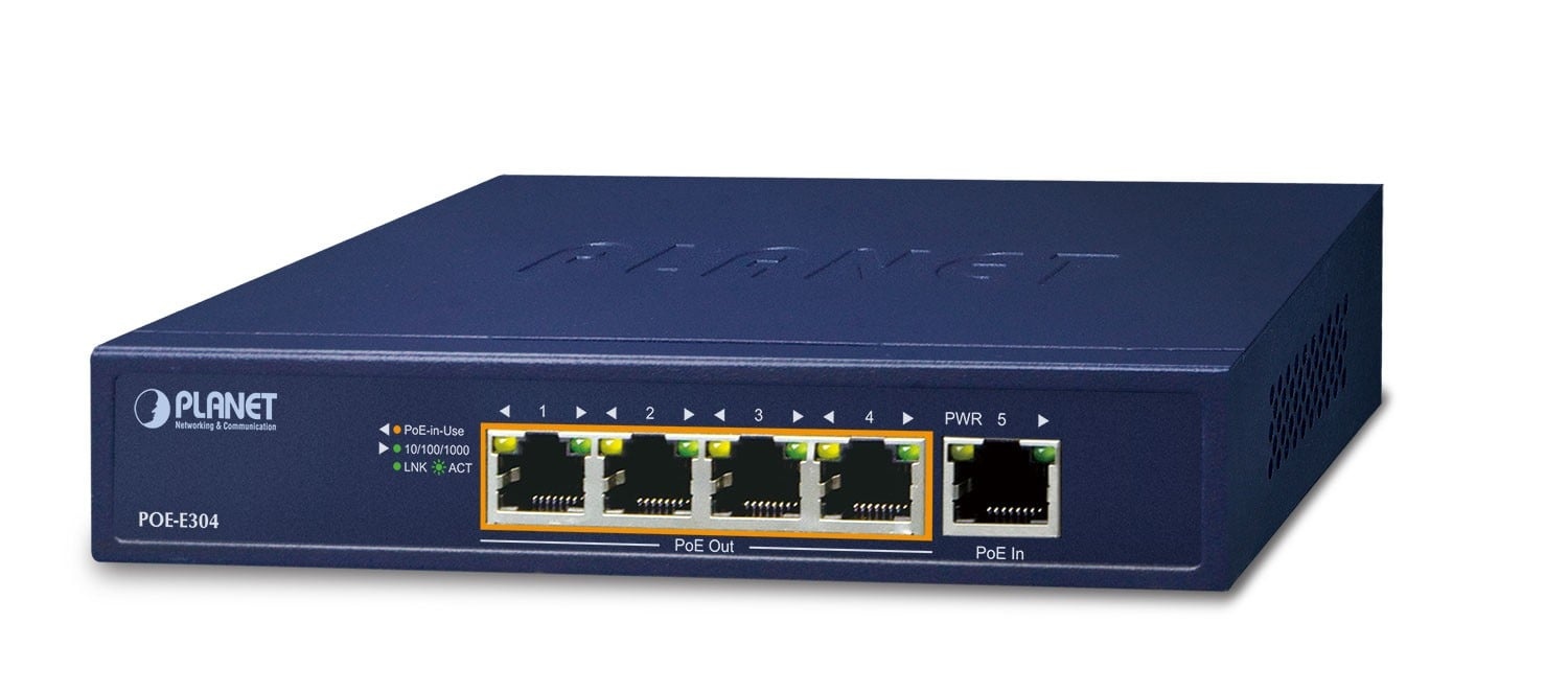 PLANET PLANET POE-E304 moltiplicatore di rete Ricevitore e trasmettitore di rete Blu 10, 100, 1000 Mbit/s - RETI | TecnoCARE.net Sabaudia, Latina, Terracina, San Felice Circeo e Pontinia